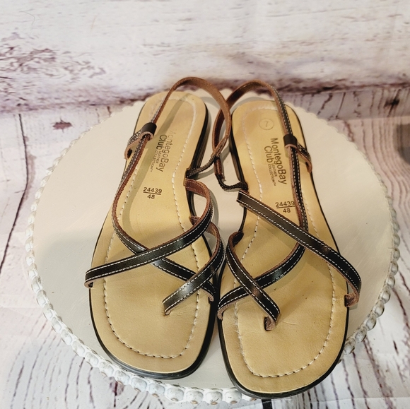 Montego Bay Club Leather Collection Brown Strappy Sandal Size 7 - Picture 5 of 12